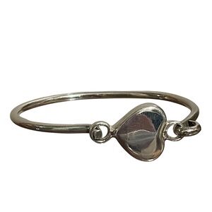 Sterling Silver Heart Bangle Bracelet 925 Mexico TT 06 Artisan Jewelry 16.91g